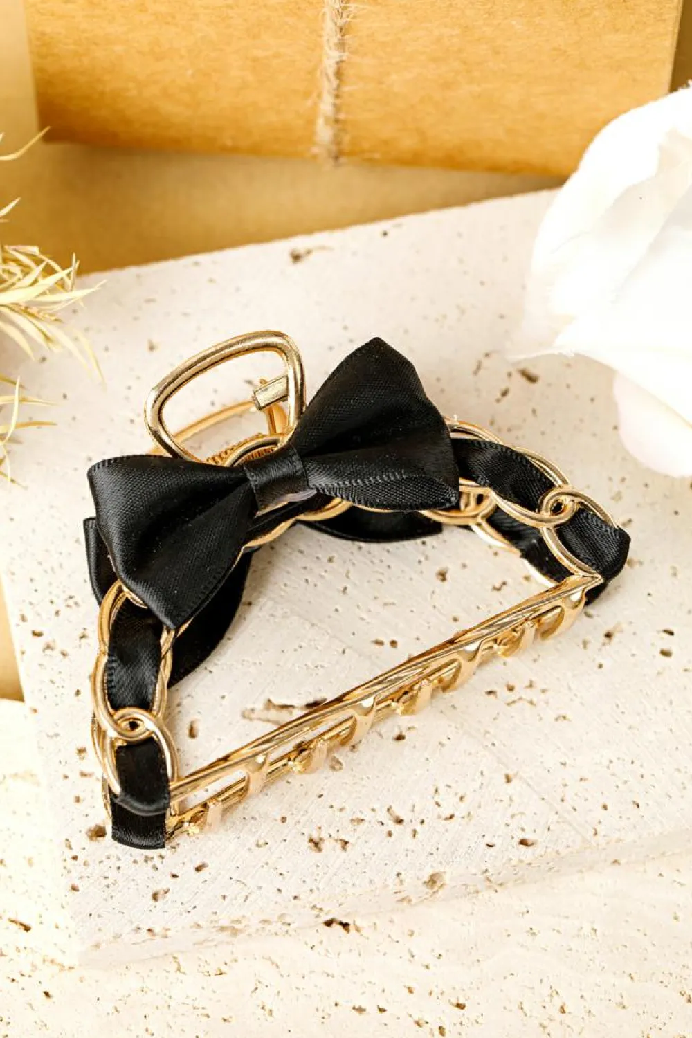 Discount Dear-Lover Ribbon Bow Detail Contrast Alloy Hair Claw Clip Black