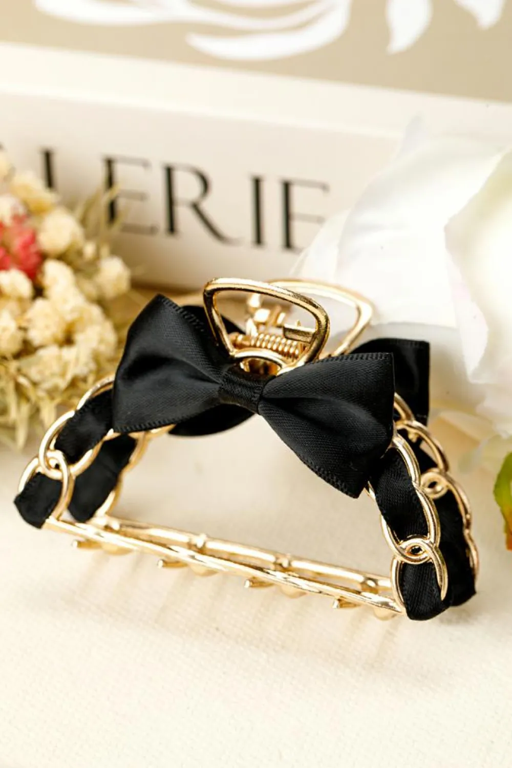 Discount Dear-Lover Ribbon Bow Detail Contrast Alloy Hair Claw Clip Black