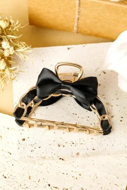 Discount Dear-Lover Ribbon Bow Detail Contrast Alloy Hair Claw Clip Black