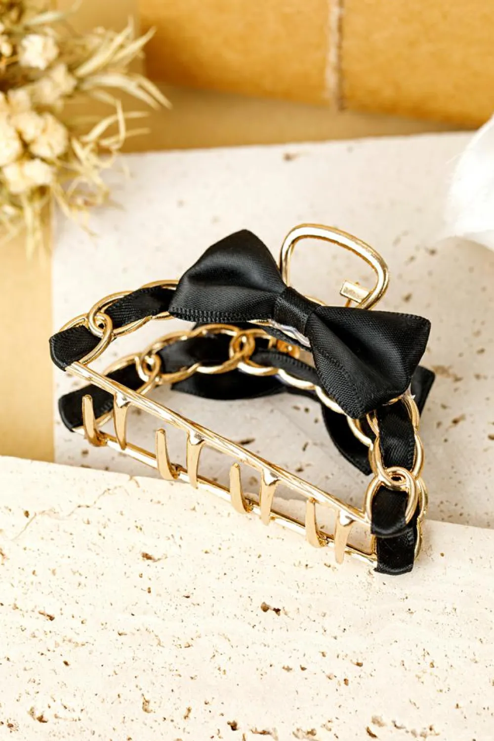 Discount Dear-Lover Ribbon Bow Detail Contrast Alloy Hair Claw Clip Black