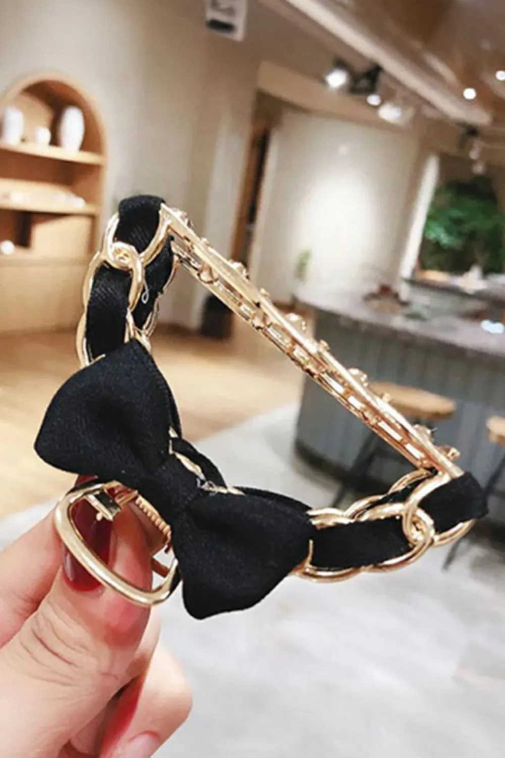 Discount Dear-Lover Ribbon Bow Detail Contrast Alloy Hair Claw Clip Black