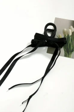 Clearance Dear-Lover Ribbon Long Tail BowKnot Clip Black