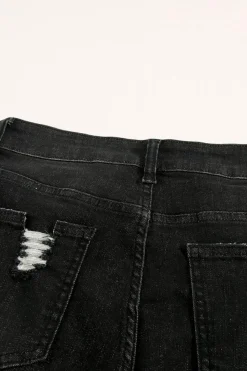 Discount Dear-Lover Ripped Tassel Bermuda Denim Shorts Black