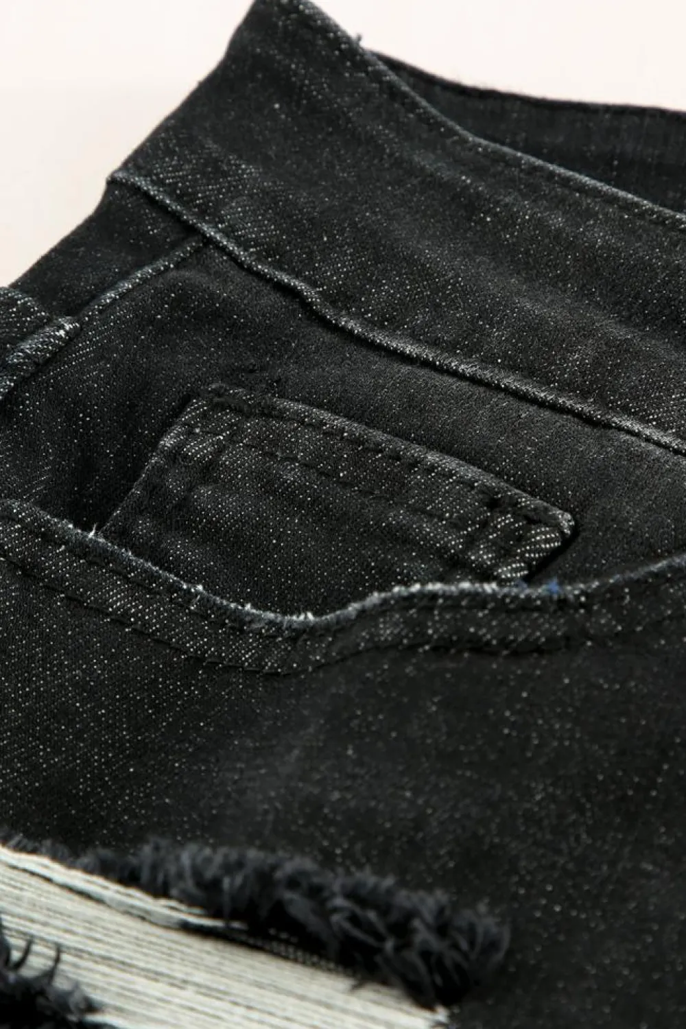 Discount Dear-Lover Ripped Tassel Bermuda Denim Shorts Black