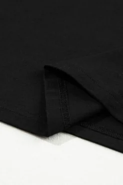 Best Dear-Lover Ruched Puff Sleeve Crew Neck Tee Black