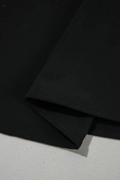 Outlet Dear-Lover Ruffle Trimmed 3/4 Sleeve Round Neck Blouse Black