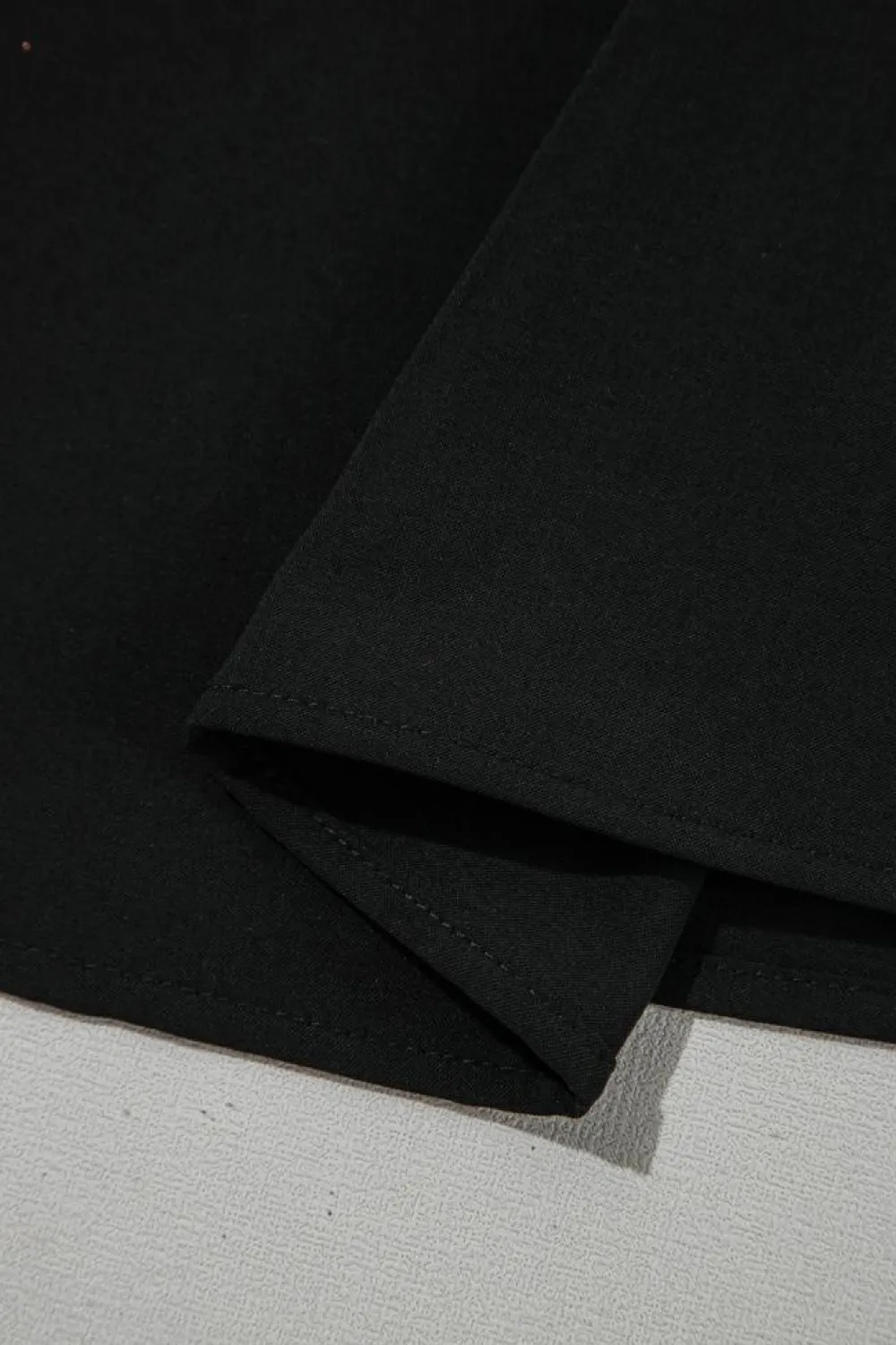 Outlet Dear-Lover Ruffle Trimmed 3/4 Sleeve Round Neck Blouse Black
