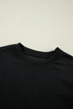 Online Dear-Lover Ruffled Sleeve Summer Top and Cropped Loose Pants Set Black