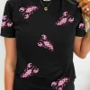 Sale Dear-Lover Sequin Crawfish Patched Crew Neck Tee Black
