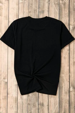 Outlet Dear-Lover Sequin Game Day Graphic Crew Neck Tee Black