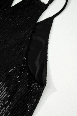 Sale Dear-Lover Sequin Racerback Tank Black