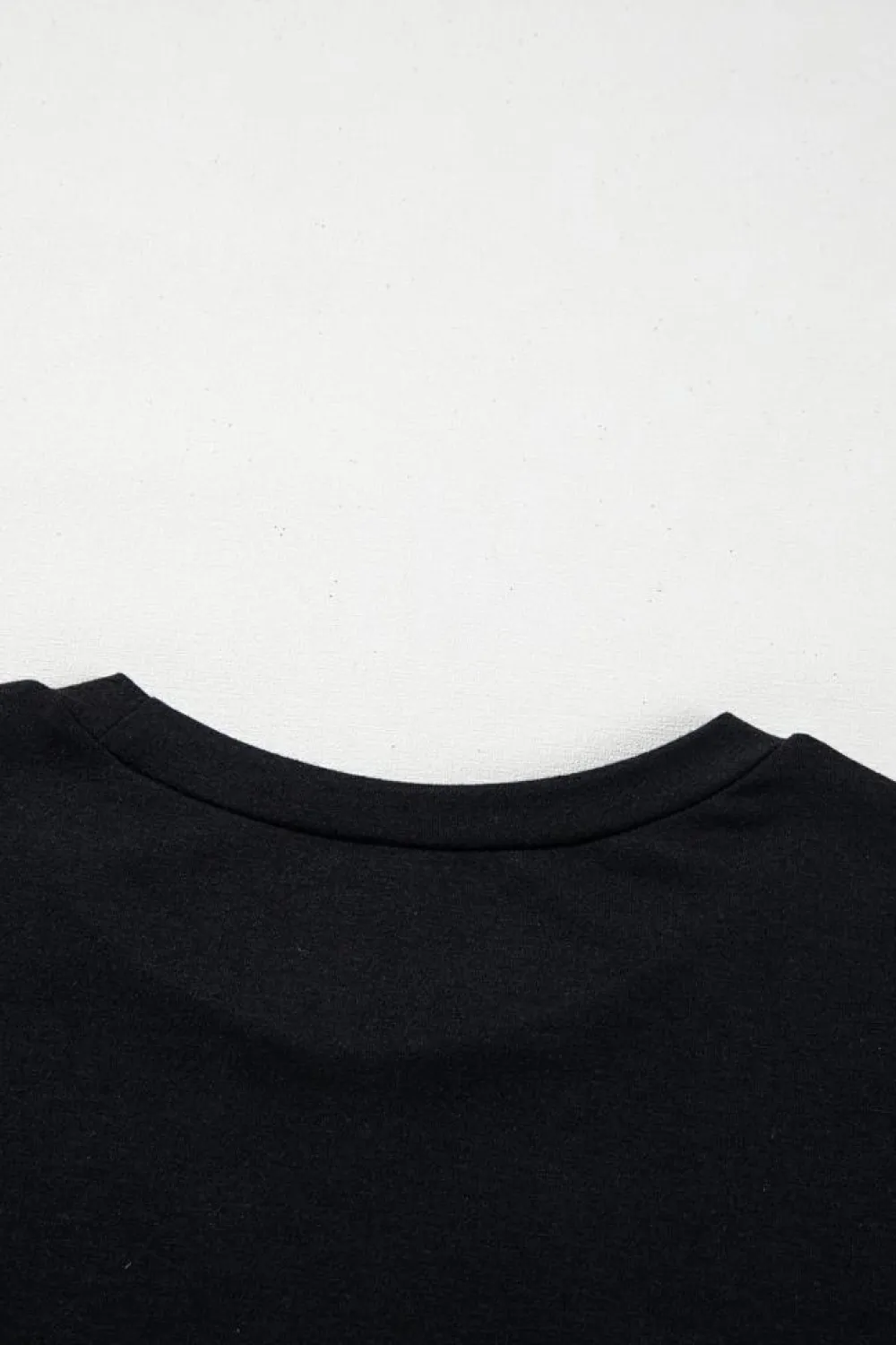 Best Dear-Lover Sequin Stripes Patchwork Mardi Gras Crew Neck T Shirt Black