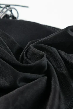 Online Dear-Lover Sequin Tasseled Tank Crop Top Black