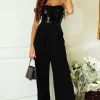 Hot Dear-Lover Sequin Tube Top Wide Leg Jumpsuit Black