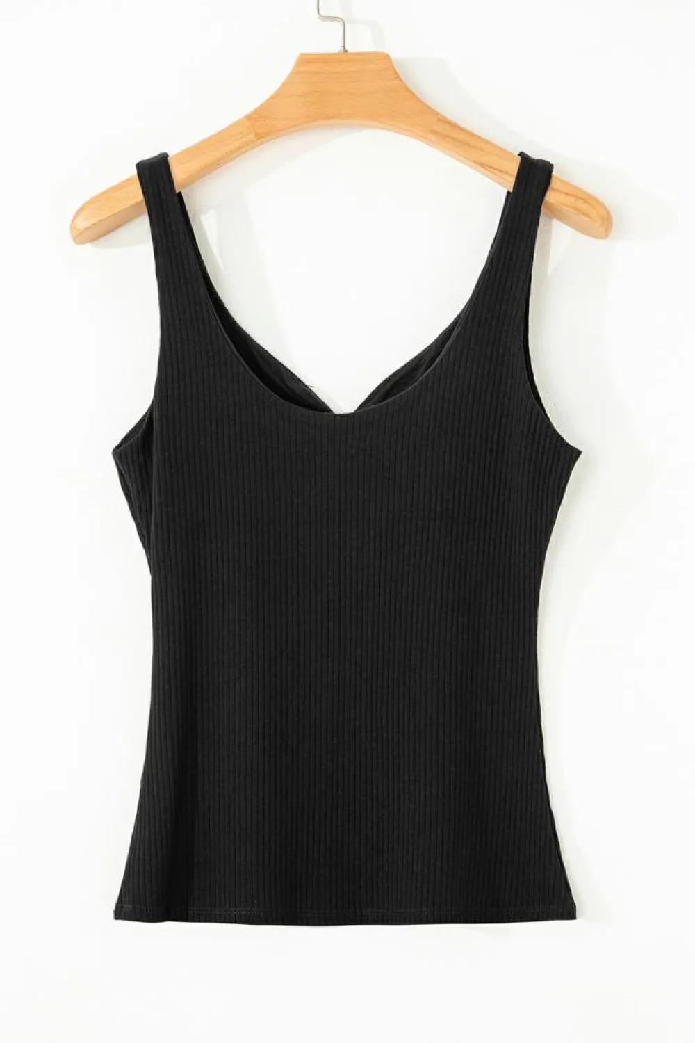 Discount Dear-Lover Sexy V Neck Ribbed Knit Sleeveless Top Black