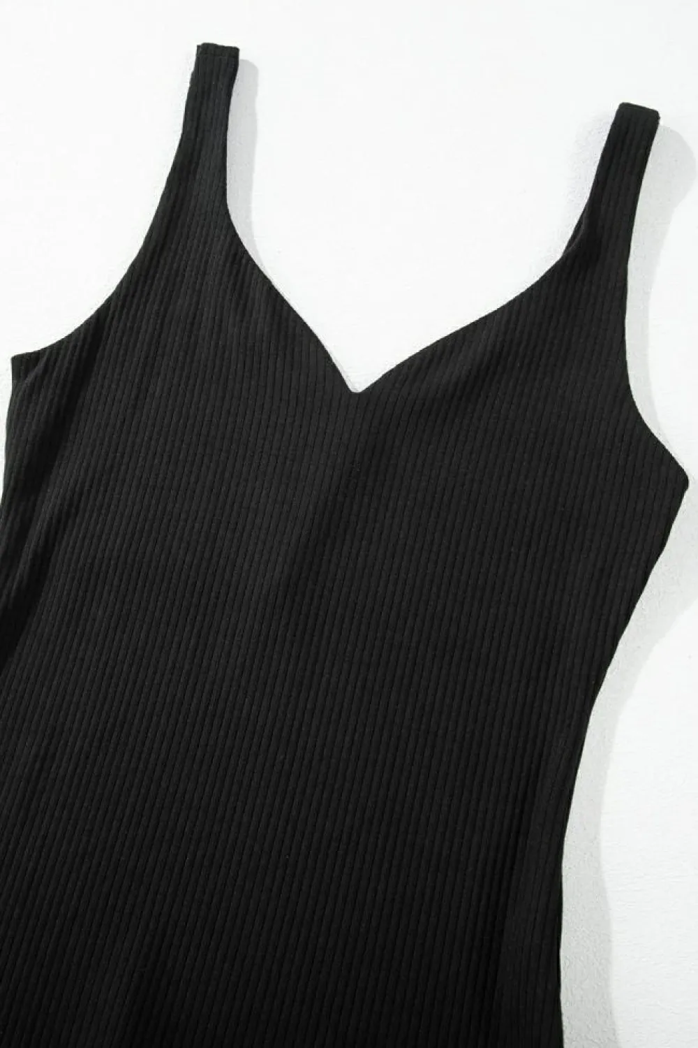 Discount Dear-Lover Sexy V Neck Ribbed Knit Sleeveless Top Black