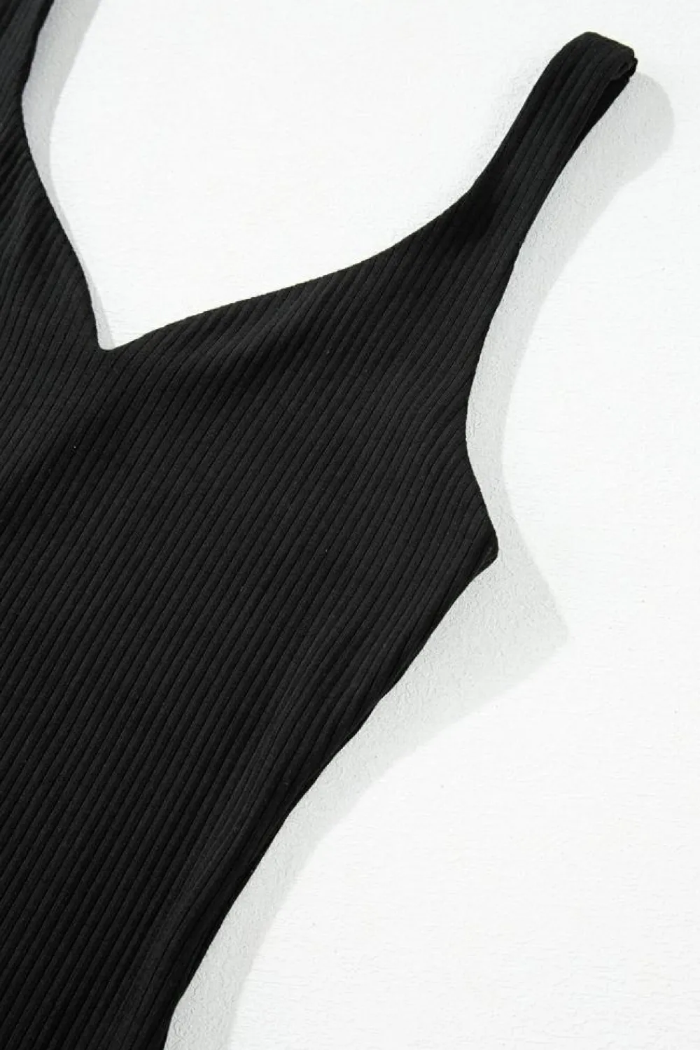 Discount Dear-Lover Sexy V Neck Ribbed Knit Sleeveless Top Black