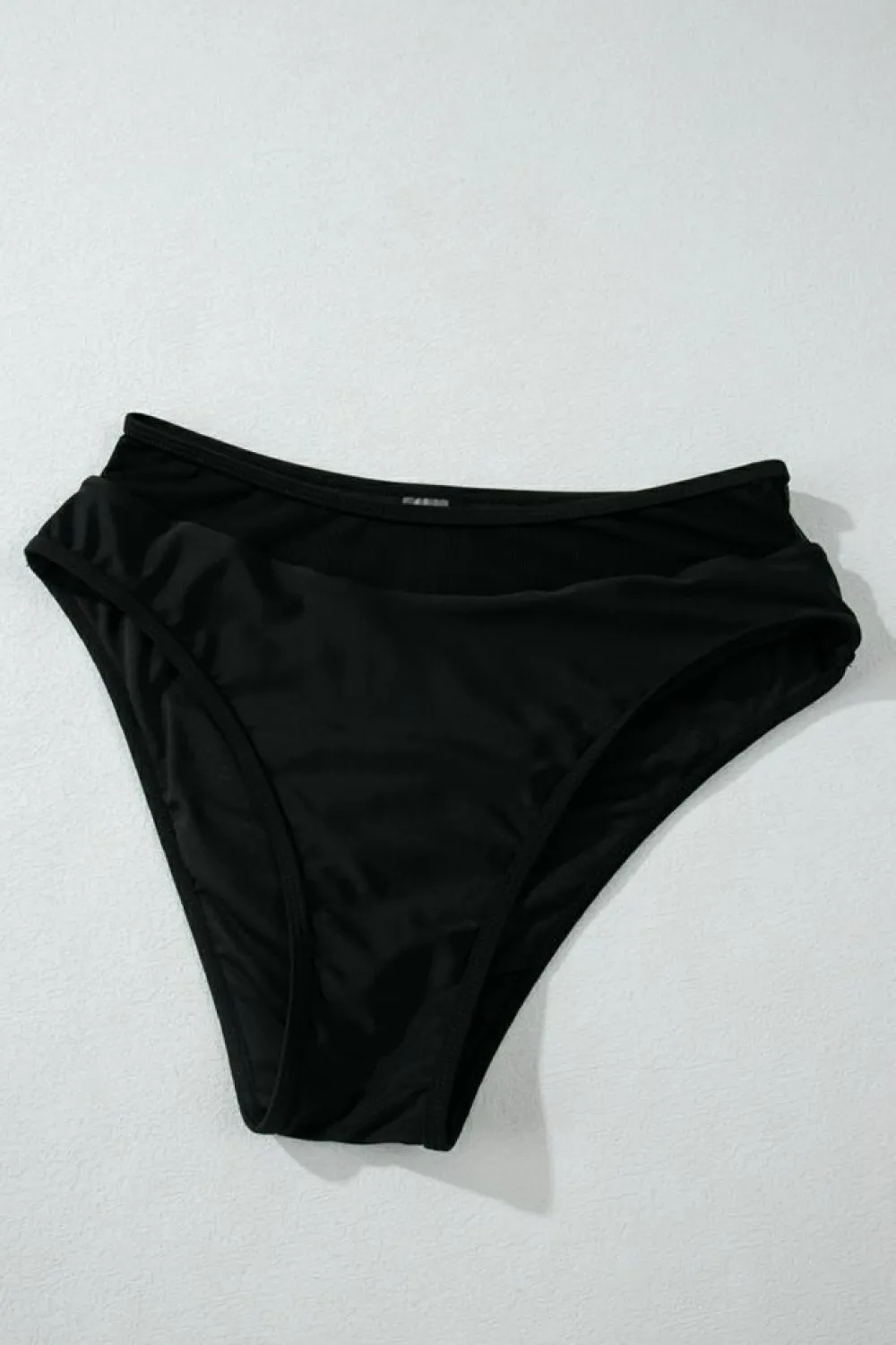 Discount Dear-Lover Sheer Mesh Edged Halter V Neck Push Up Bikini Black