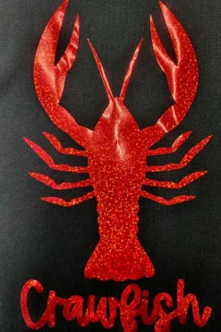 Clearance Dear-Lover Shimmering Crawfish Graphic Tee Black