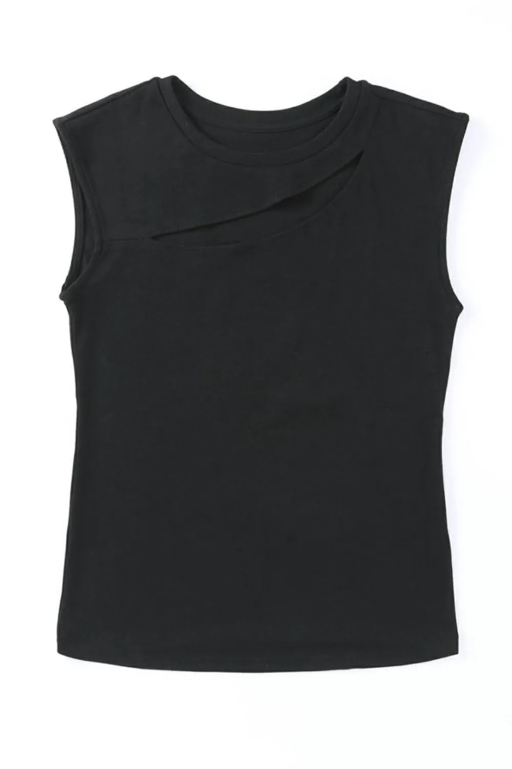 Best Dear-Lover Slash Cutout Cap Sleeve T Shirt Black