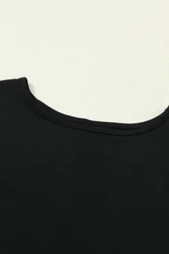 Sale Dear-Lover Smocked 3/4 Sleeve Casual Loose Top Black