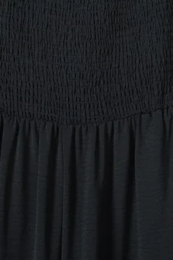 Online Dear-Lover Smocked Sleeveless Wide Leg Jumpsuit with Pockets Black