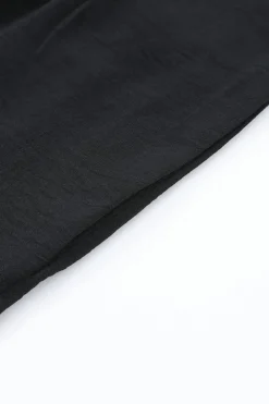 Fashion Dear-Lover Smocked Square Neck Long Sleeve Wide Leg Jumpsuit Black