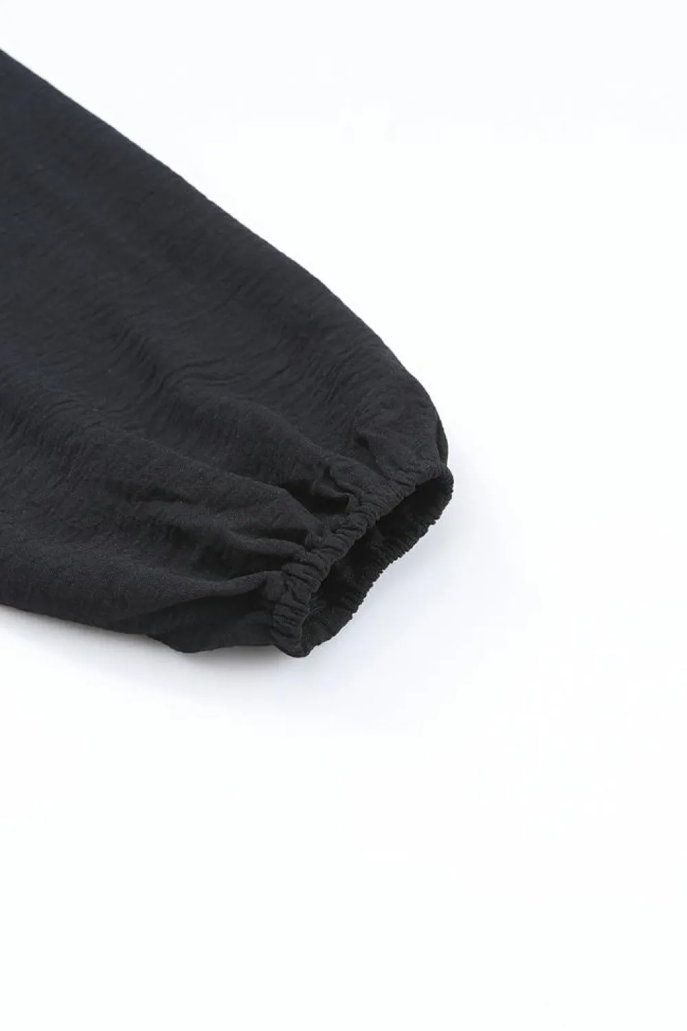 Fashion Dear-Lover Smocked Square Neck Long Sleeve Wide Leg Jumpsuit Black