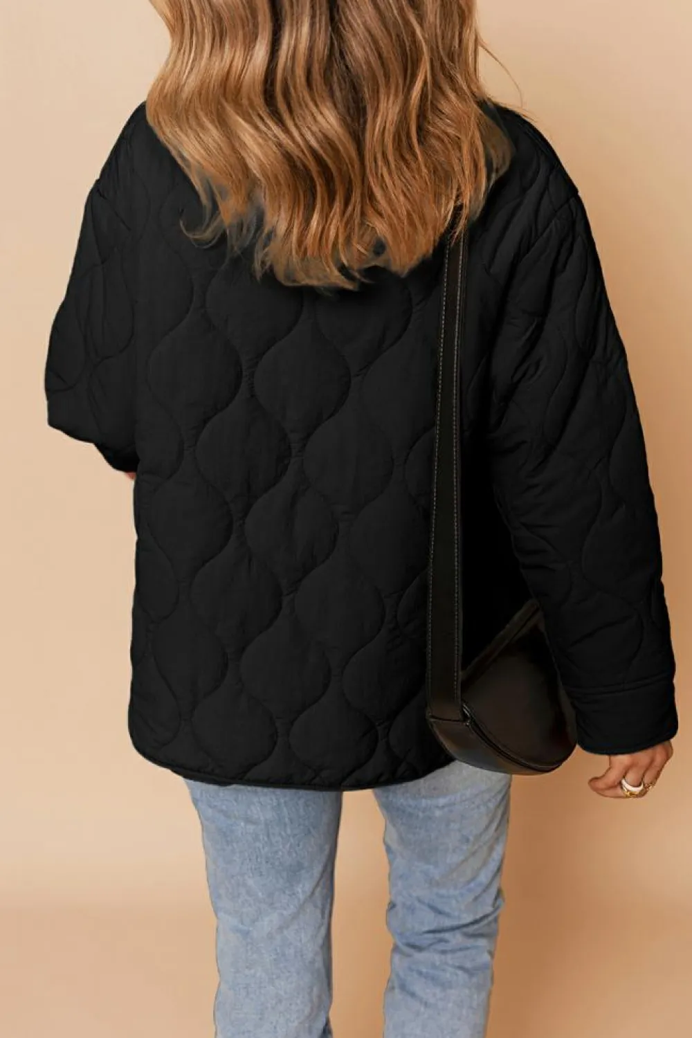Online Dear-Lover Snap Button Quilted Puffer Jacket Black