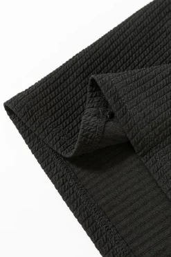 Outlet Dear-Lover Solid Color Corded Drop Shoulder Long Sleeve Top Black