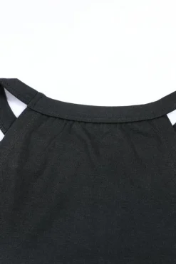 Fashion Dear-Lover Solid Color Crew Neck Tank Top Black