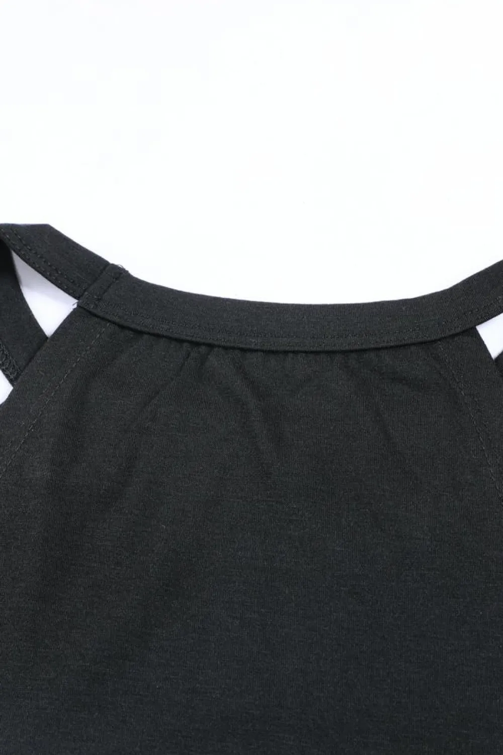 Fashion Dear-Lover Solid Color Crew Neck Tank Top Black