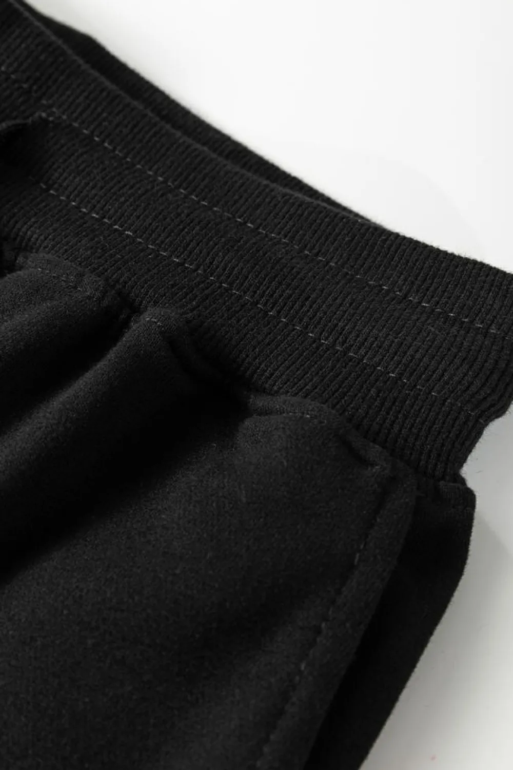 Clearance Dear-Lover Solid Color High Low Pullover and Skinny Pants Set Black