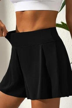 New Dear-Lover Solid Color High Waist Wide Leg Swim Bottom Black