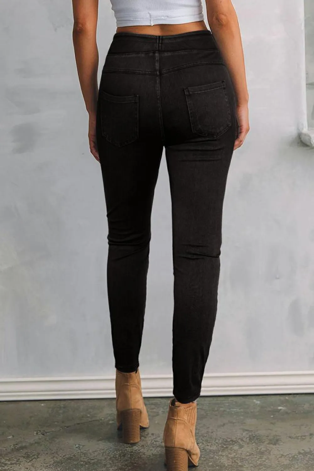 Best Dear-Lover Solid Color High Waist Stretchy Slim Fit Jeggings Black