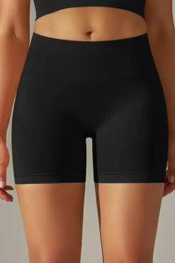 Fashion Dear-Lover Solid Color High Waist Tummy Control Active Shorts Black