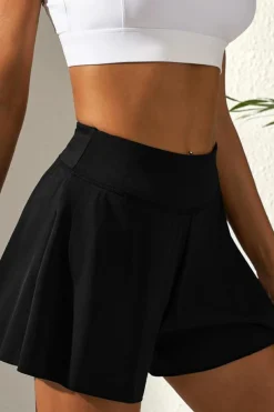 New Dear-Lover Solid Color High Waist Wide Leg Swim Bottom Black