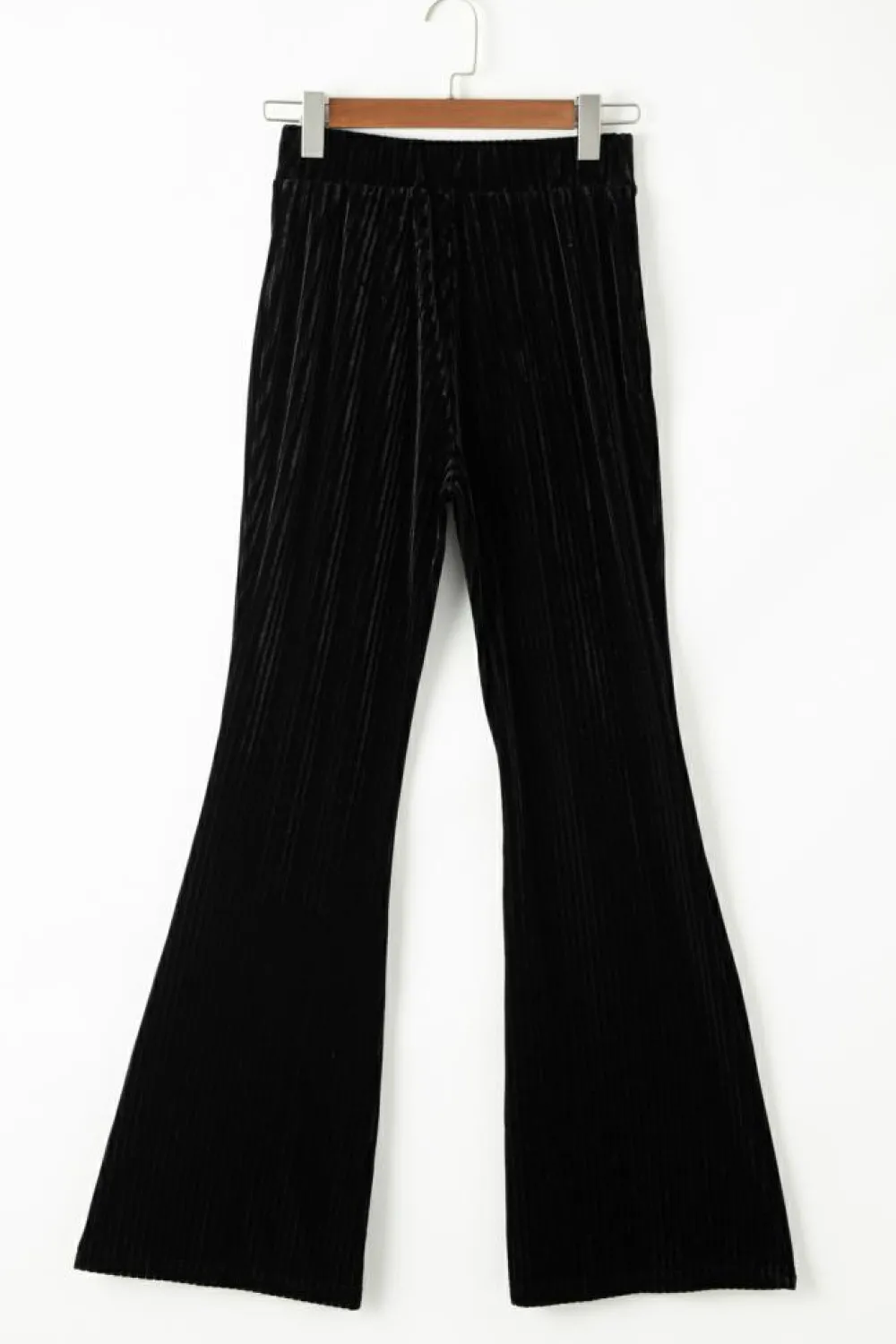 Discount Dear-Lover Solid Color High Waist Flare Corduroy Pants Black