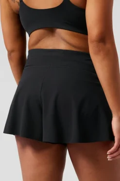 New Dear-Lover Solid Color High Waist Wide Leg Swim Bottom Black