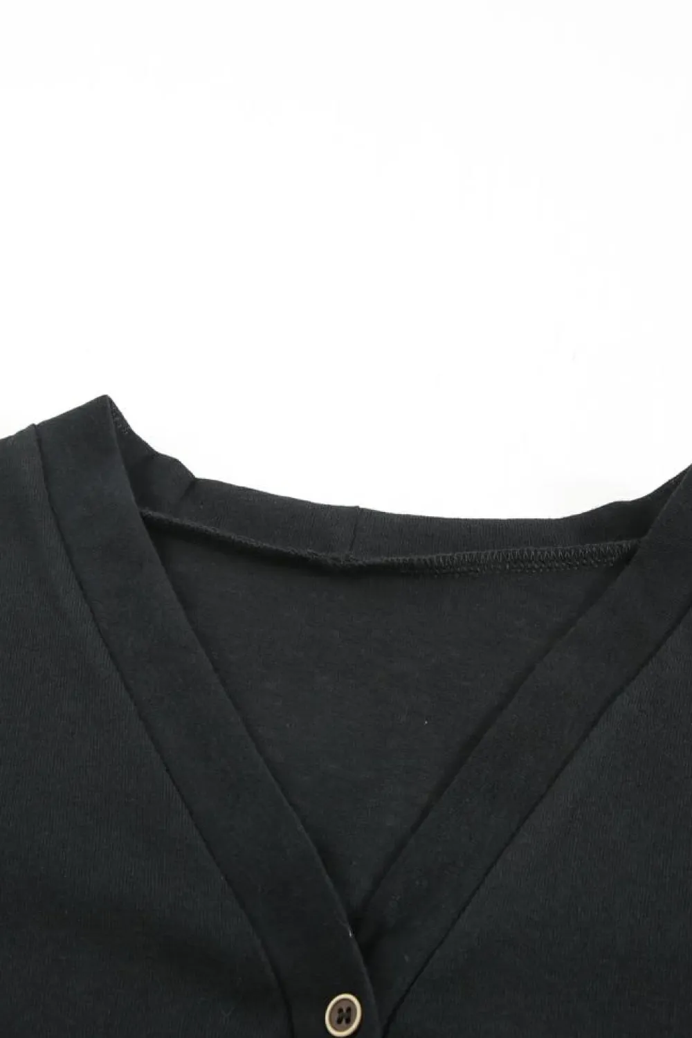 Fashion Dear-Lover Solid Color Open-Front Buttons Cardigan Black