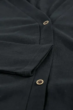 Fashion Dear-Lover Solid Color Open-Front Buttons Cardigan Black