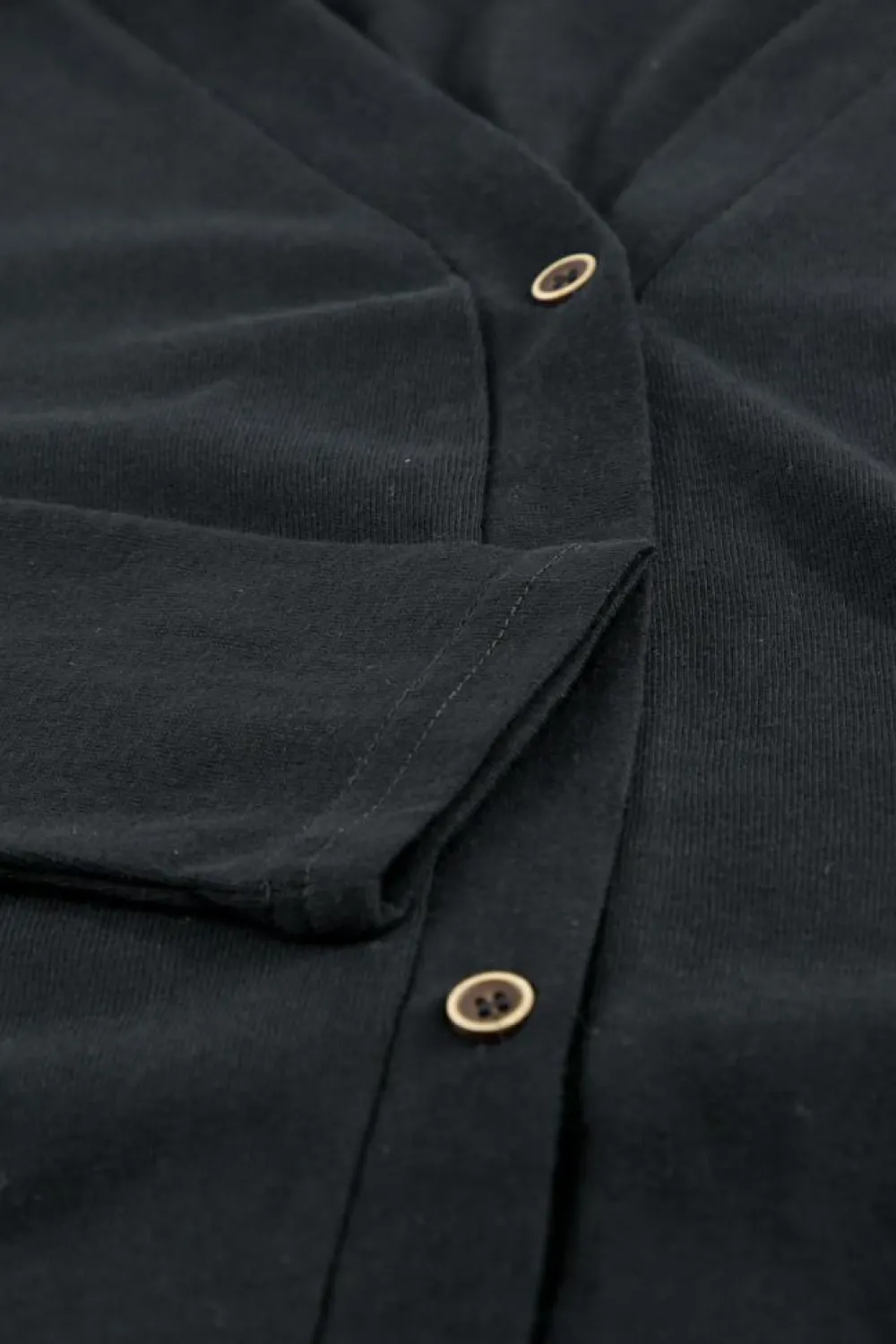 Fashion Dear-Lover Solid Color Open-Front Buttons Cardigan Black