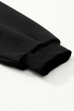 Online Dear-Lover Solid Color Puff Sleeve Ruffle Hem Mini Dress Black