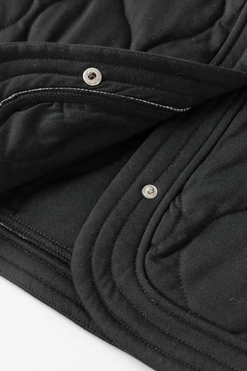 Outlet Dear-Lover Solid Color Quilted Snap Button Jacket Black