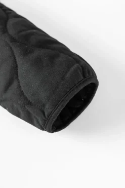 Outlet Dear-Lover Solid Color Quilted Snap Button Jacket Black