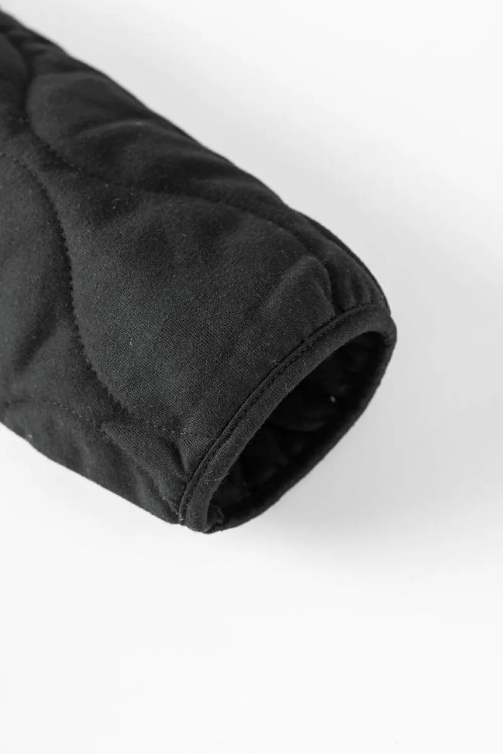 Outlet Dear-Lover Solid Color Quilted Snap Button Jacket Black