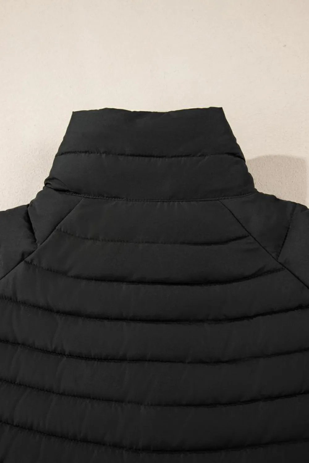 Sale Dear-Lover Solid Color Quilted Zip-up Puffer Jacket Black