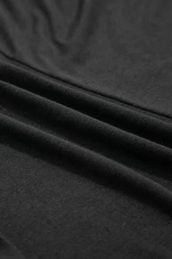Discount Dear-Lover Solid Colour V-Neck Double Layer Sleeve Loose T-Shirt Black