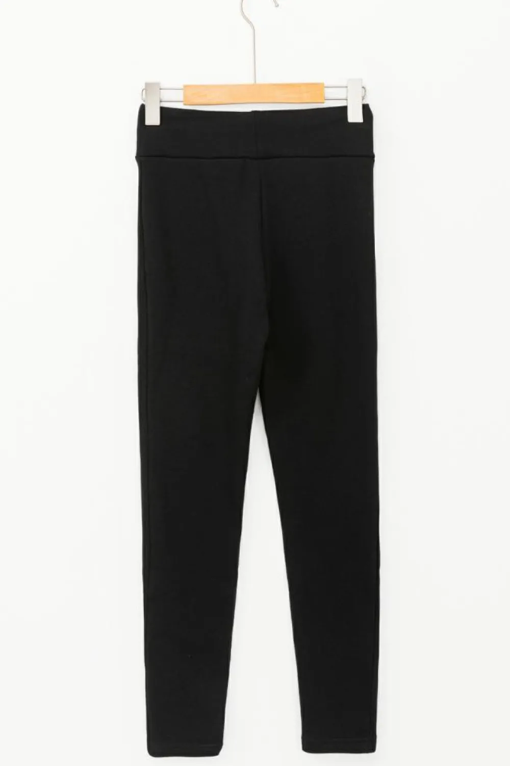 Best Dear-Lover Solid Drawstring Waist Thermal Lined Leggings Black
