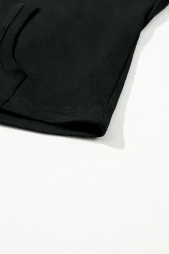 Discount Dear-Lover Solid Kangaroo Pocket Half Zipper Oversized Hoodie Black